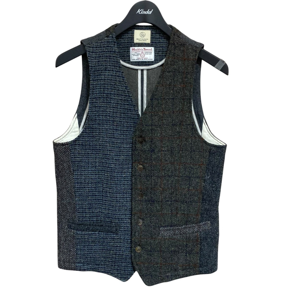 BEAUTY＆YOUTH×HARRIS TWEED クレイジーパターン ジレ1225-139-6298 古着・中古-1枚目のアイテム画像