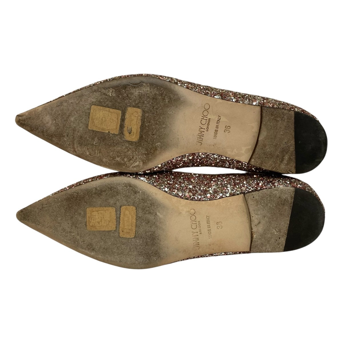 JIMMY CHOO(ジミーチュウ) グリッターフラットパンプス シルバー