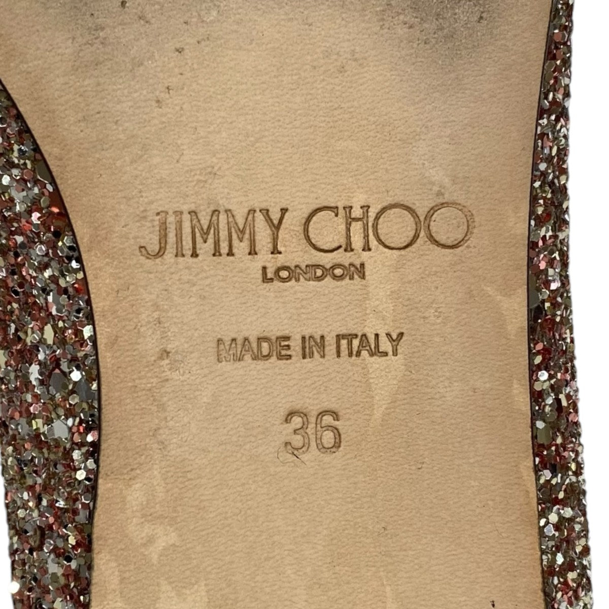 JIMMY CHOO(ジミーチュウ) グリッターフラットパンプス シルバー