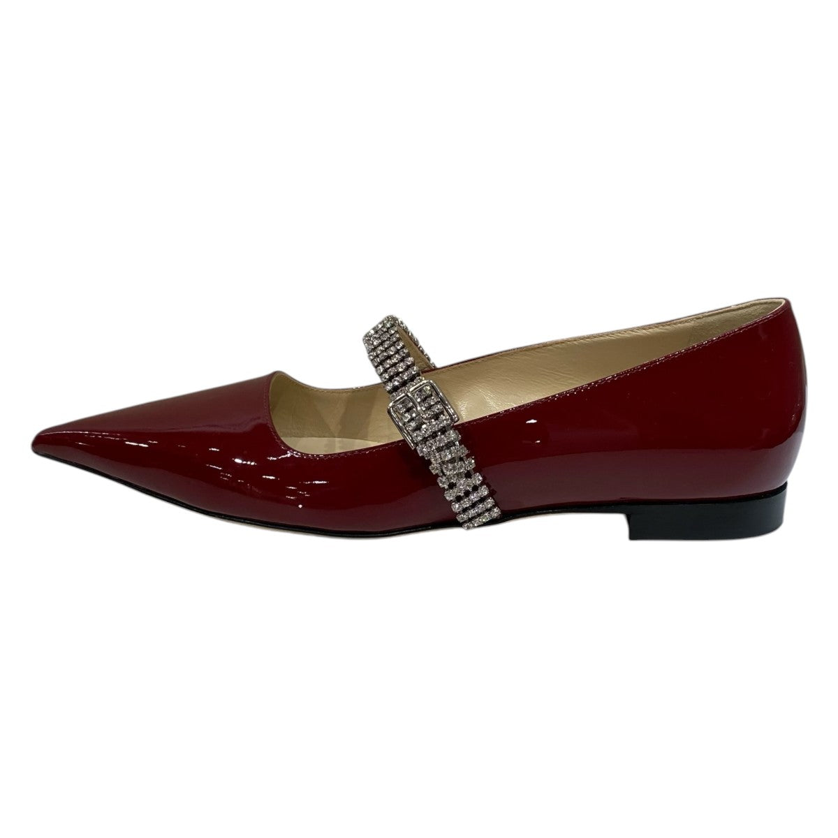 JIMMY CHOO パテントクリスタルフラットパンプス 古着・中古-2枚目のアイテム画像