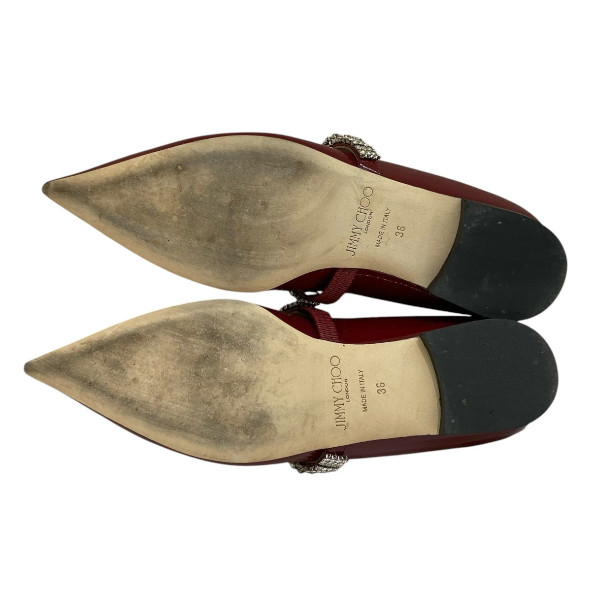 JIMMY CHOO パテントクリスタルフラットパンプス 古着・中古-4枚目のアイテム画像