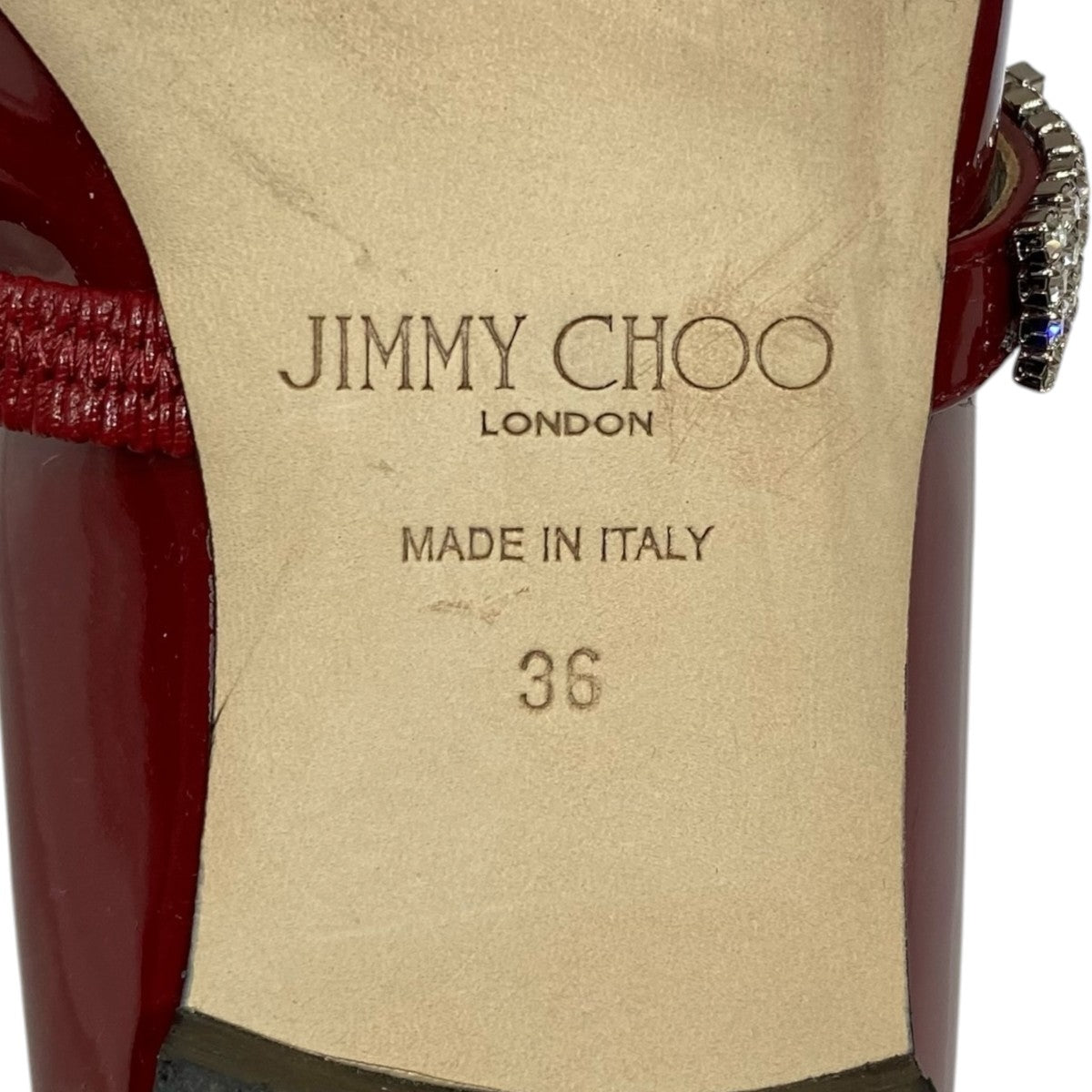 JIMMY CHOO パテントクリスタルフラットパンプス 古着・中古-5枚目のアイテム画像