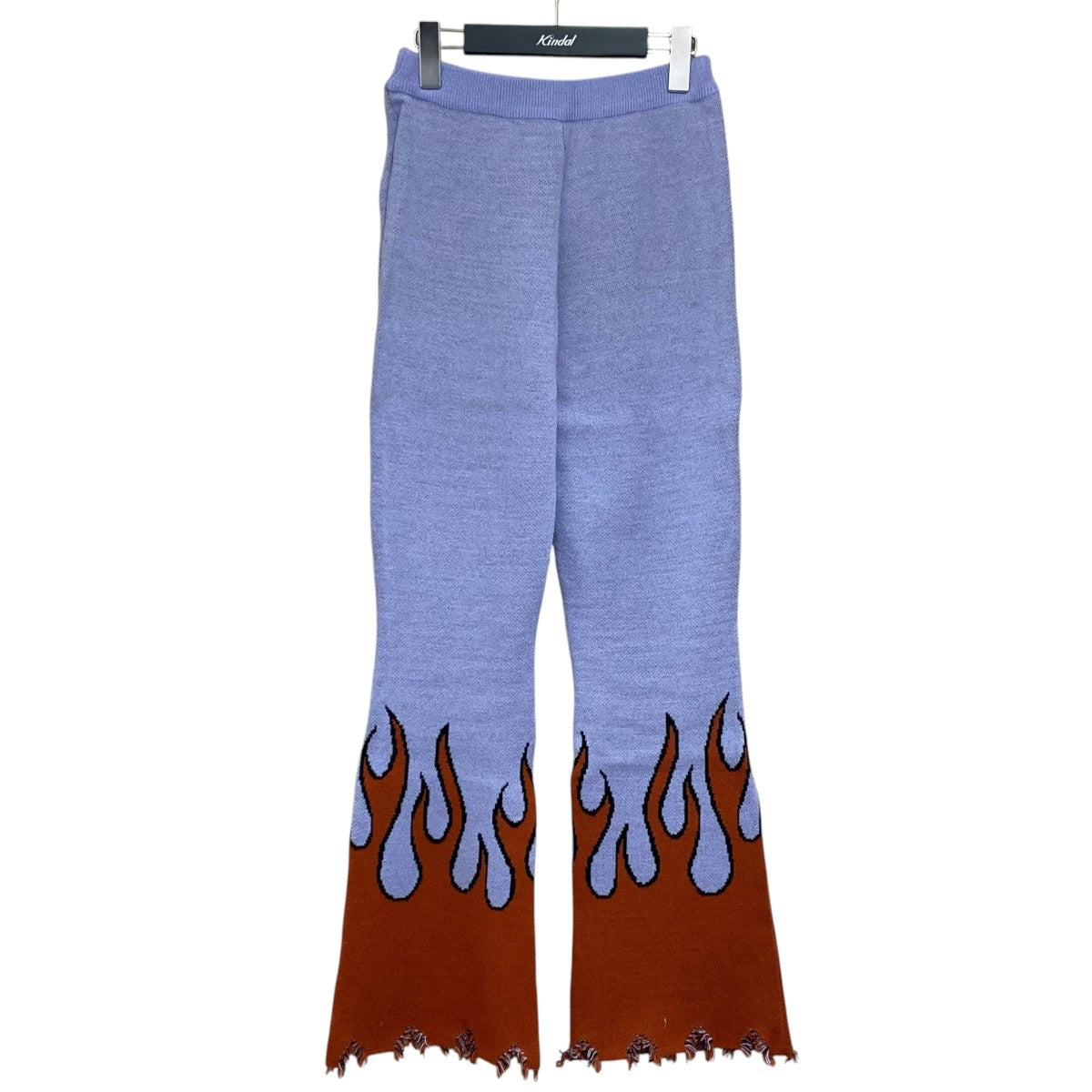Nope Girl Fire-Pattern Flared Knit PantsイージーパンツNG1004 古着・中古-1枚目のアイテム画像