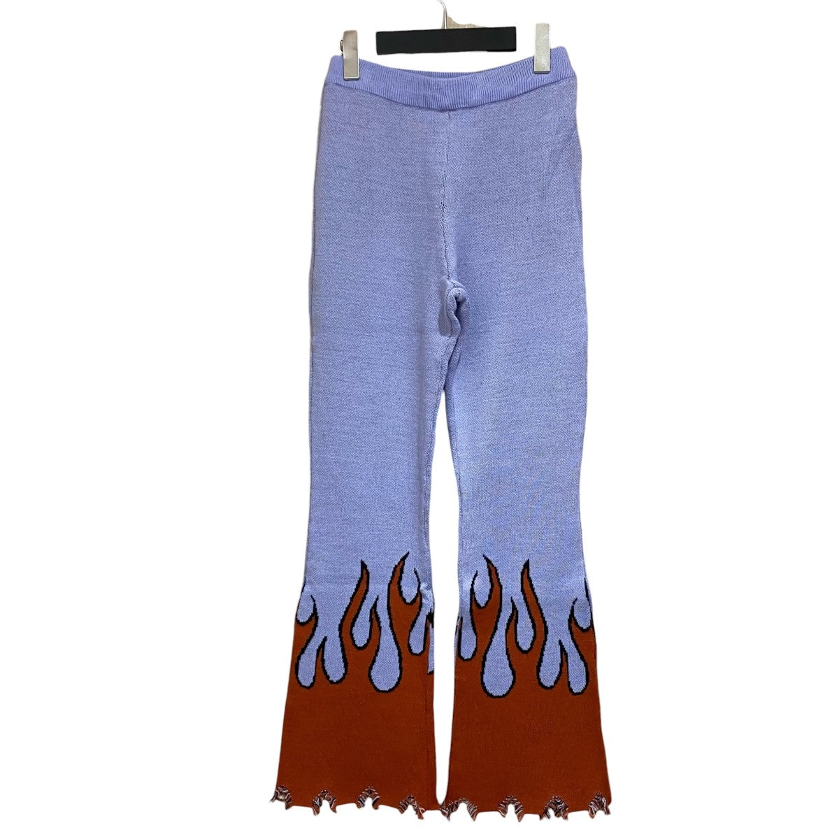 Nope Girl Fire-Pattern Flared Knit PantsイージーパンツNG1004 古着・中古-2枚目のアイテム画像