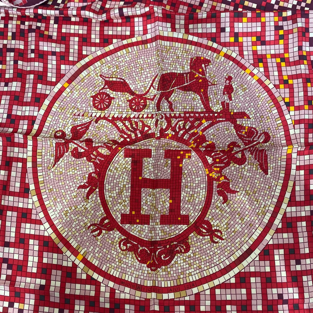 HERMES(エルメス) カレ90Mosaique Au 24 Mosaique Au 24 レッド