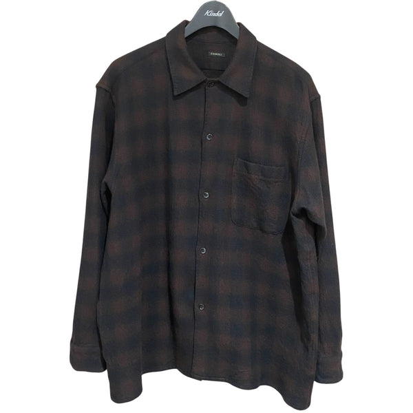 COMOLI ウールカシミヤチェックオープンカラーシャツ 3 COMOLI(コモリ) カシミヤ混 ウールチェック オープンカラーシャツS03