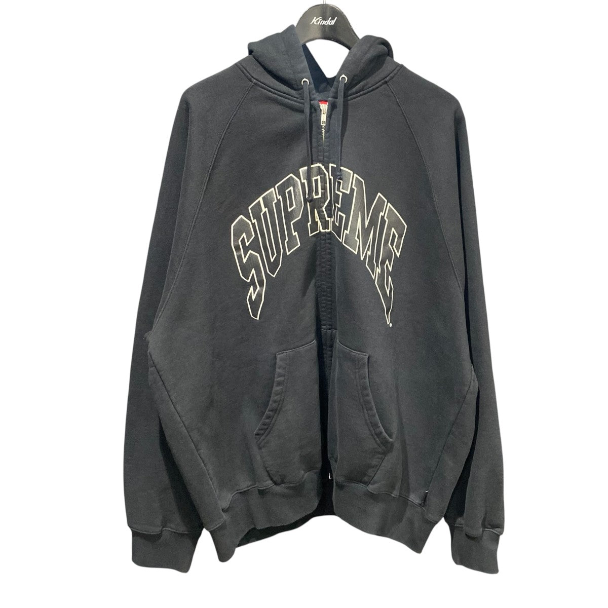 26SSCracked Raglan Zip Up Hooded Sweatshirt