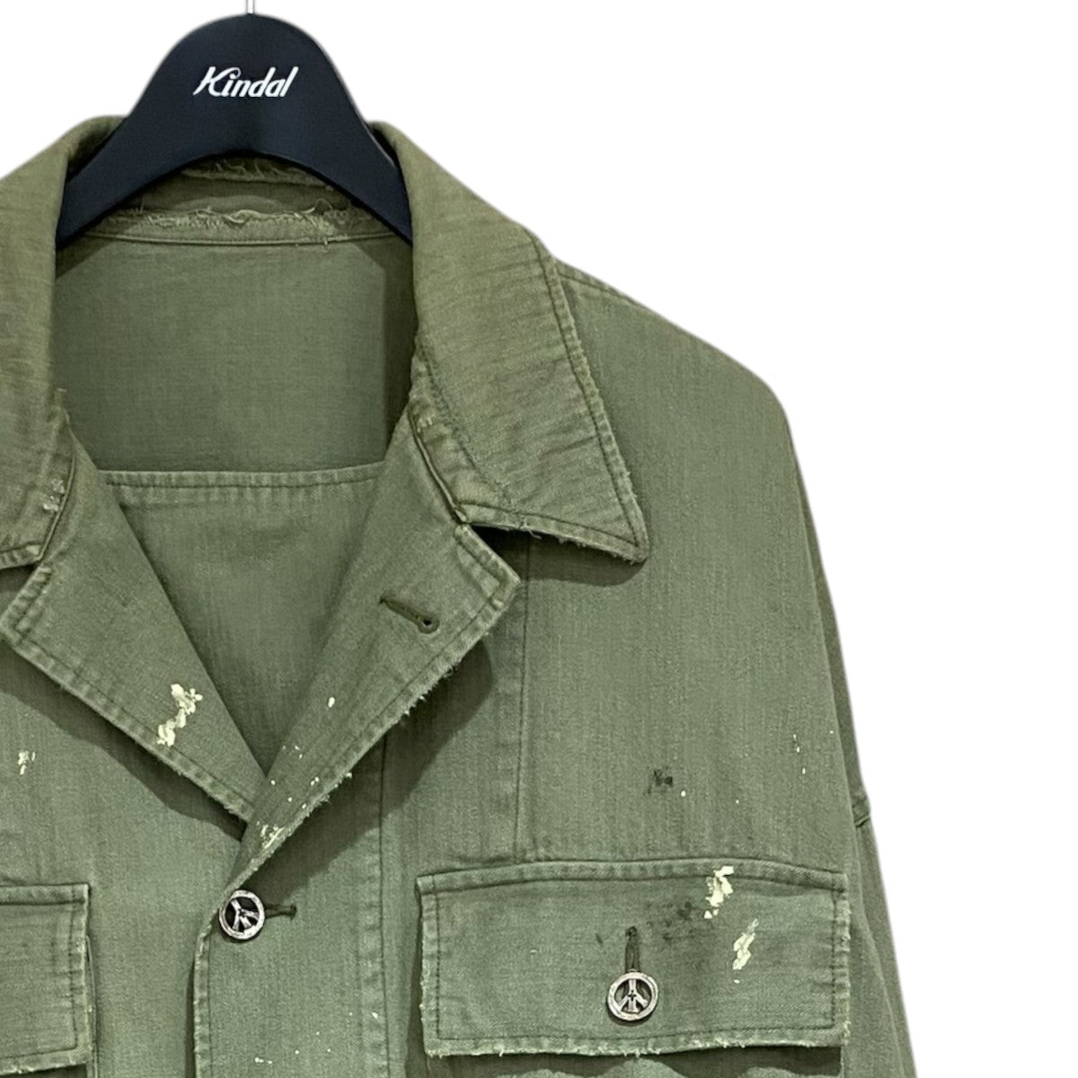 レディメイド  RE-TW-KH-00-00-218 ツイード胸ポケットシャツブルゾン メンズ 4 READYMADE(レディメイド) HERINGBONE SHIRT JACKETRE-CO-KH-00-00-259