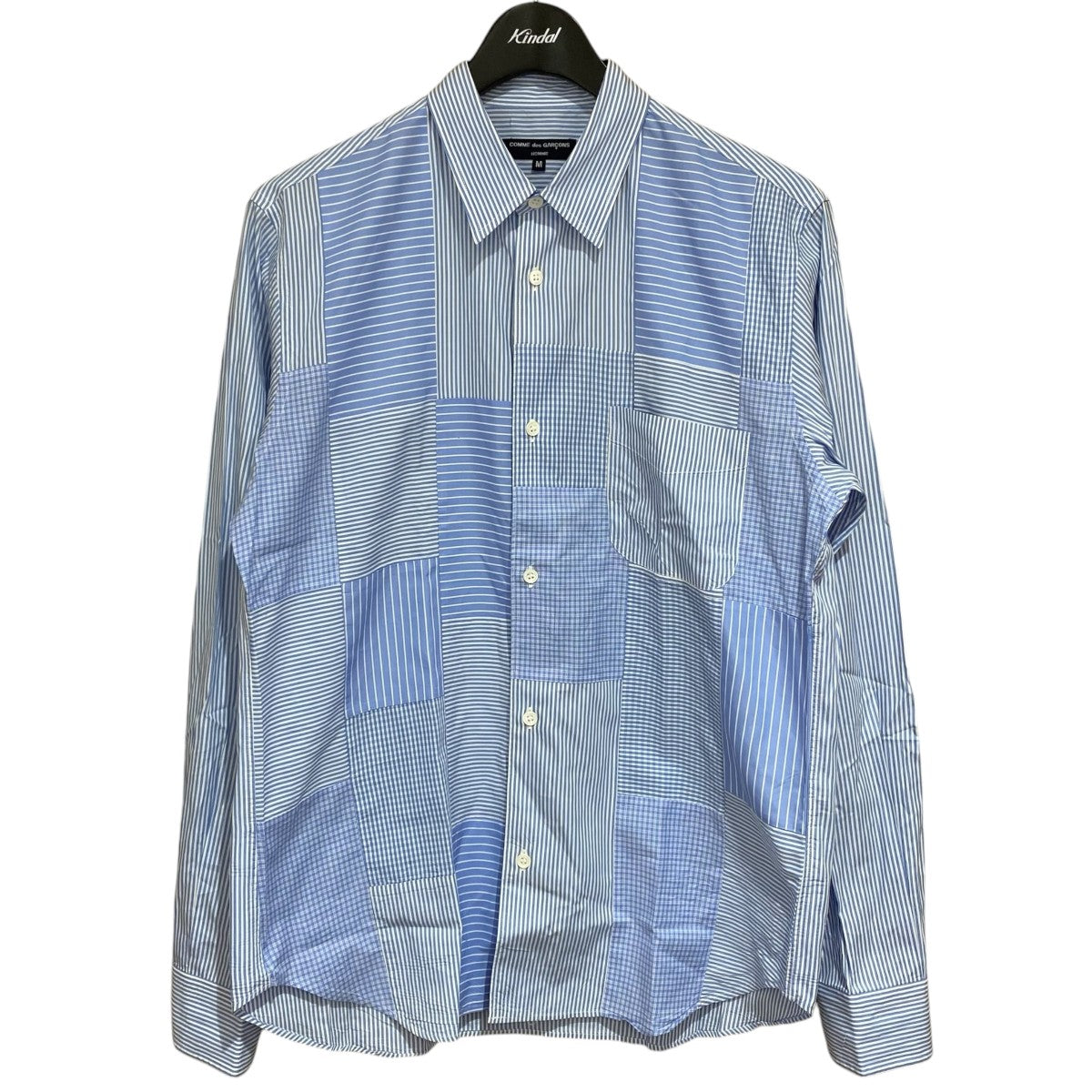 COMME des GARCONS HOMME パッチワーク ストライプシャツ長袖シャツHT-B009 ｽﾄﾗｲﾌﾟﾊﾟｯﾁﾜｰｸｼｬﾂ 古着・中古-1枚目のアイテム画像