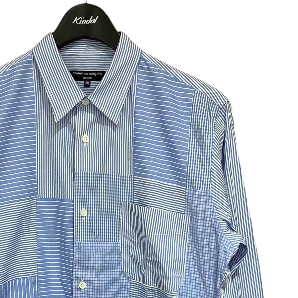 COMME des GARCONS HOMME パッチワーク ストライプシャツ長袖シャツHT-B009 ｽﾄﾗｲﾌﾟﾊﾟｯﾁﾜｰｸｼｬﾂ 古着・中古-3枚目のアイテム画像