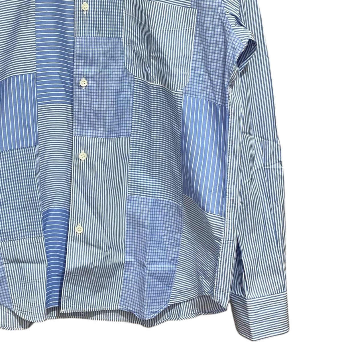 COMME des GARCONS HOMME パッチワーク ストライプシャツ長袖シャツHT-B009 ｽﾄﾗｲﾌﾟﾊﾟｯﾁﾜｰｸｼｬﾂ 古着・中古-4枚目のアイテム画像