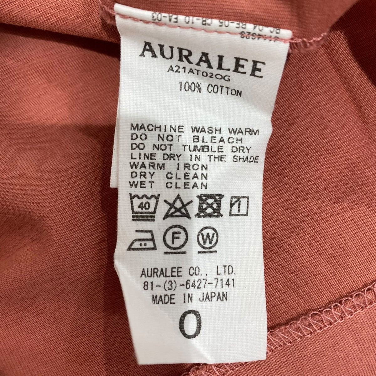 ORGANIC COTTON COMPACT JERSEY HALF ZIP HI NECK L／S TEEA21AT02OG