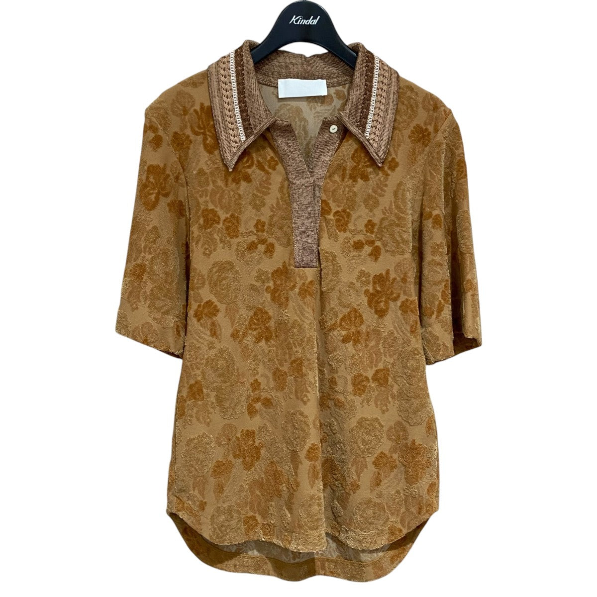 mame kurogouchi ポロシャツ Flowered Velour Jacquard Polo ShirtMM22SS-JS006 古着・中古-1枚目のアイテム画像