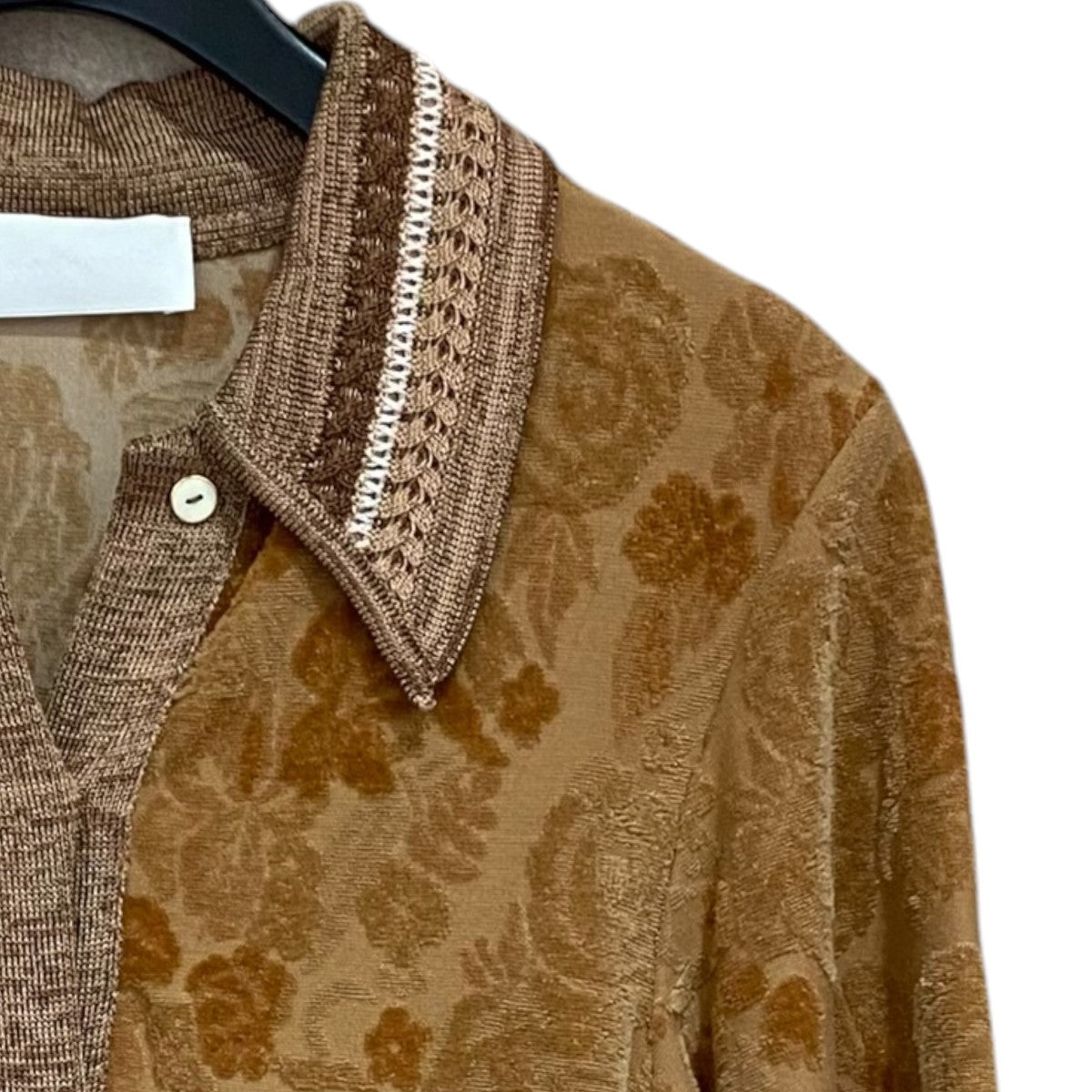 mame kurogouchi ポロシャツ Flowered Velour Jacquard Polo ShirtMM22SS-JS006 古着・中古-3枚目のアイテム画像