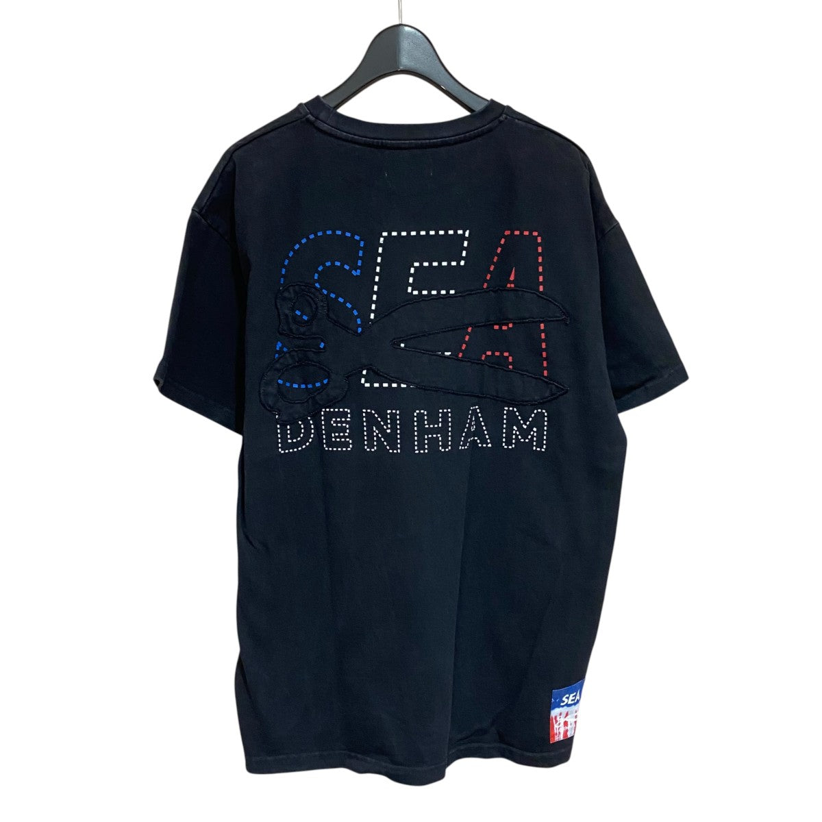 WIND AND SEA×Denham STRIPE PACHWORK SCISSORS TEEWDS-C-DHM-26-Q4-CS-05 古着・中古-2枚目のアイテム画像