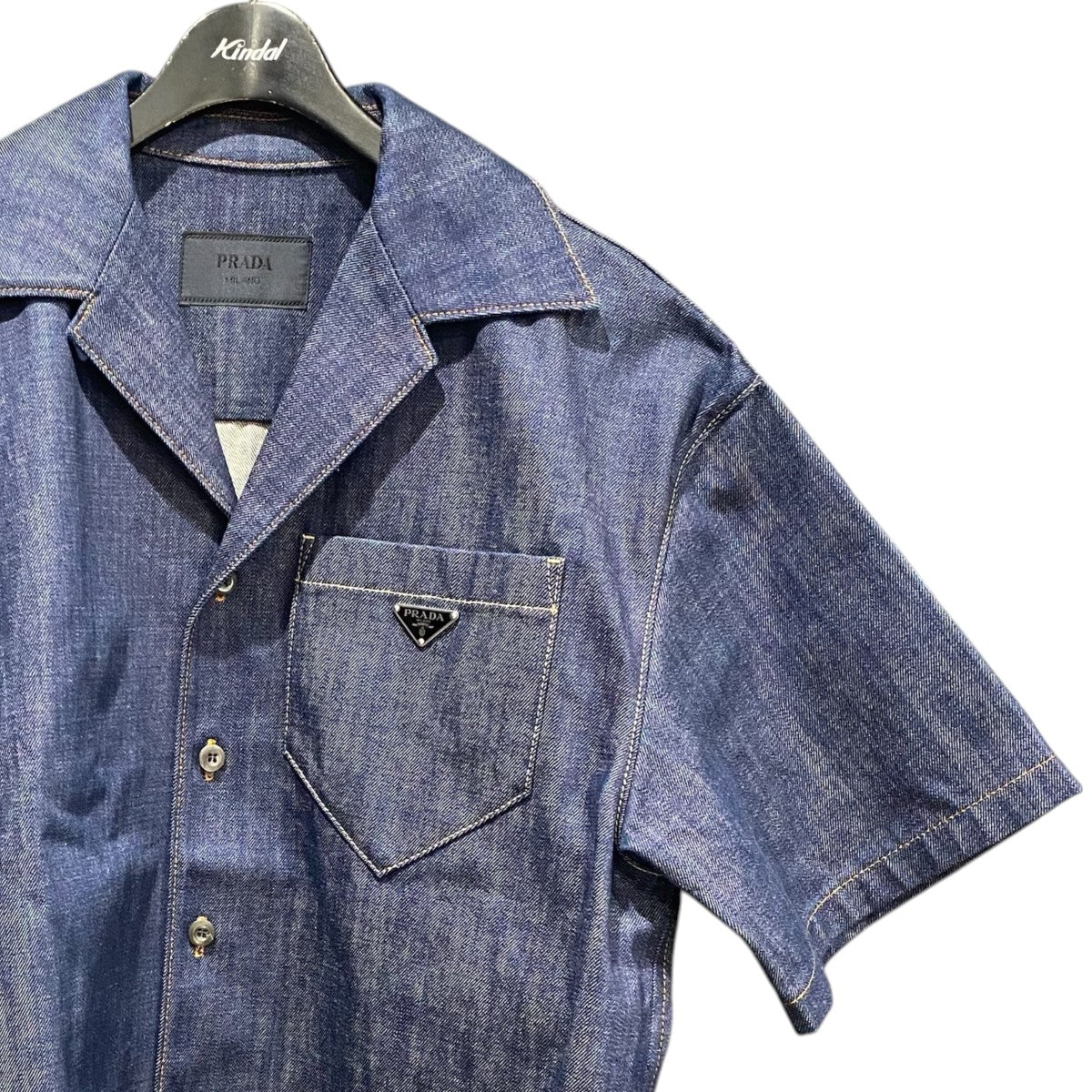 PRADA トライアングル半袖デニムシャツGEC068 古着・中古-3枚目のアイテム画像