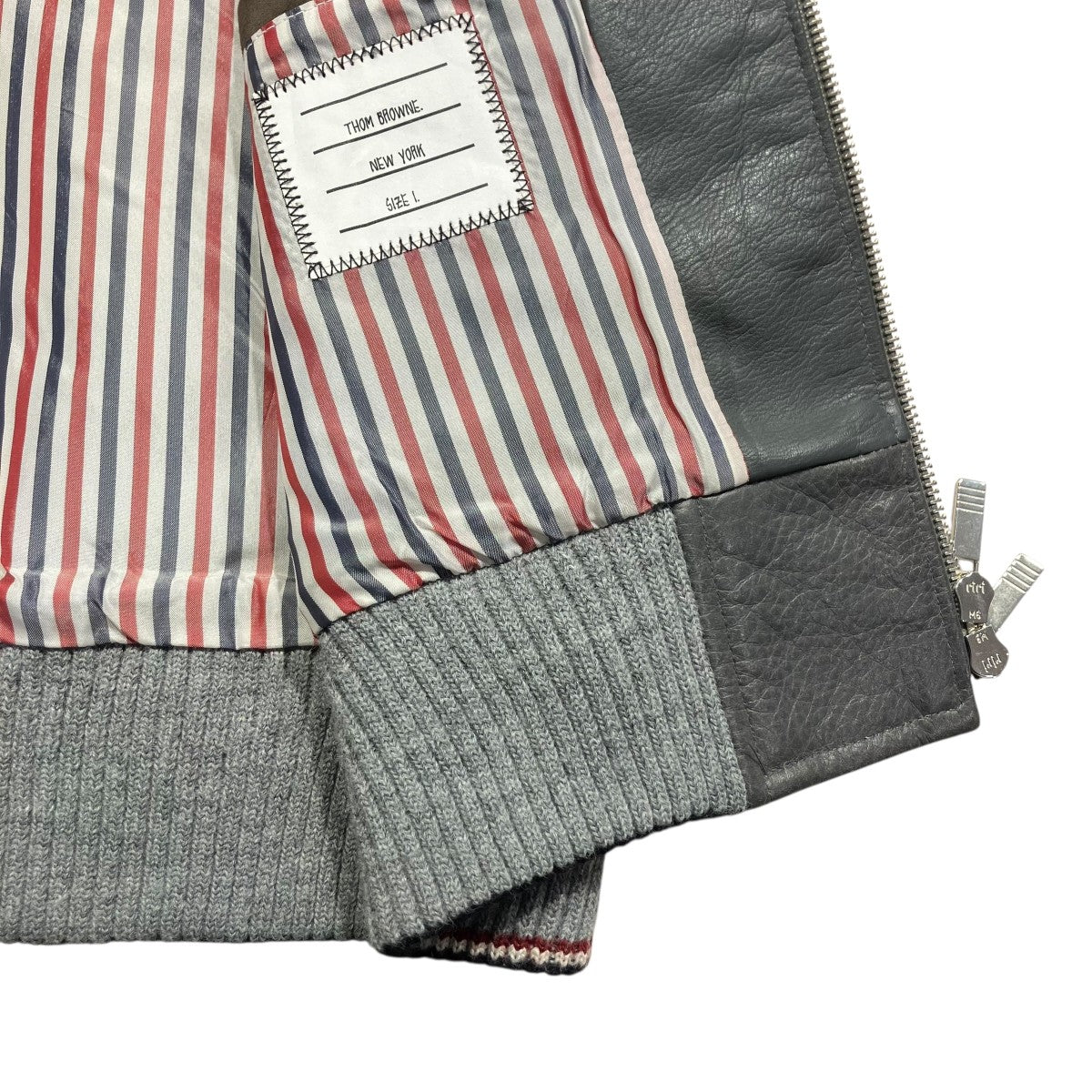 Thom Browne(トム・ブラウン) 袖スウェード切替レザージャケット