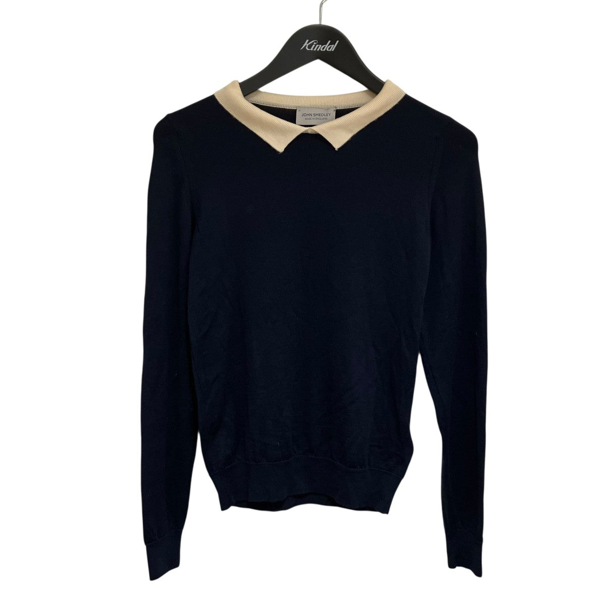 ジョンスメドレーのネイビー カーディガン （未使用品） JOHN SMEDLEY（ジョンスメドレー） Vネックカーディガン