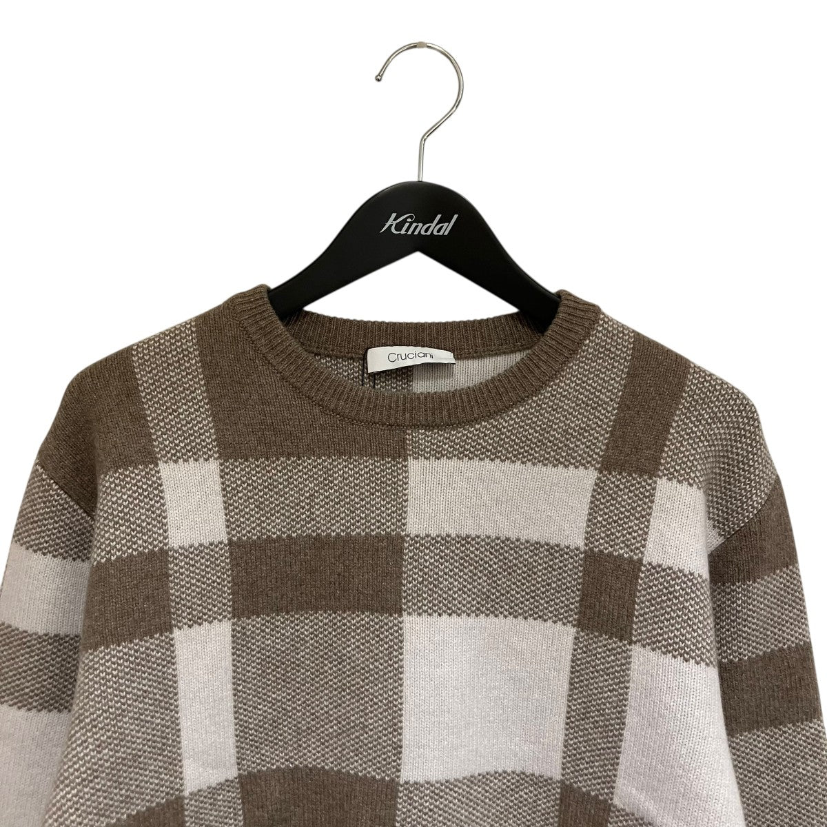 CRUCIANI(クルチアーニ) ウールカシミヤ チェック柄クルーネックニット