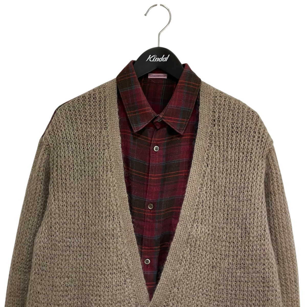 UNDERCOVER カーディガンドッキングロングチェックシャツロングシャツSUR1901 古着・中古-3枚目のアイテム画像