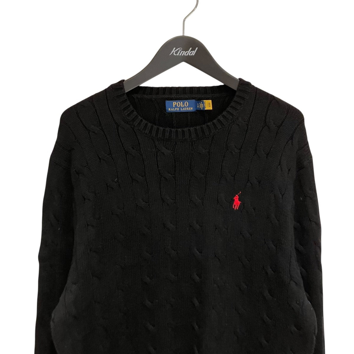 大人気♡ラルフローレン ケーブル編みニット　ウール100　ホース刺繍　ブラウン POLO RALPH LAUREN(ポロラルフローレン) 胸刺繍ケーブルニット