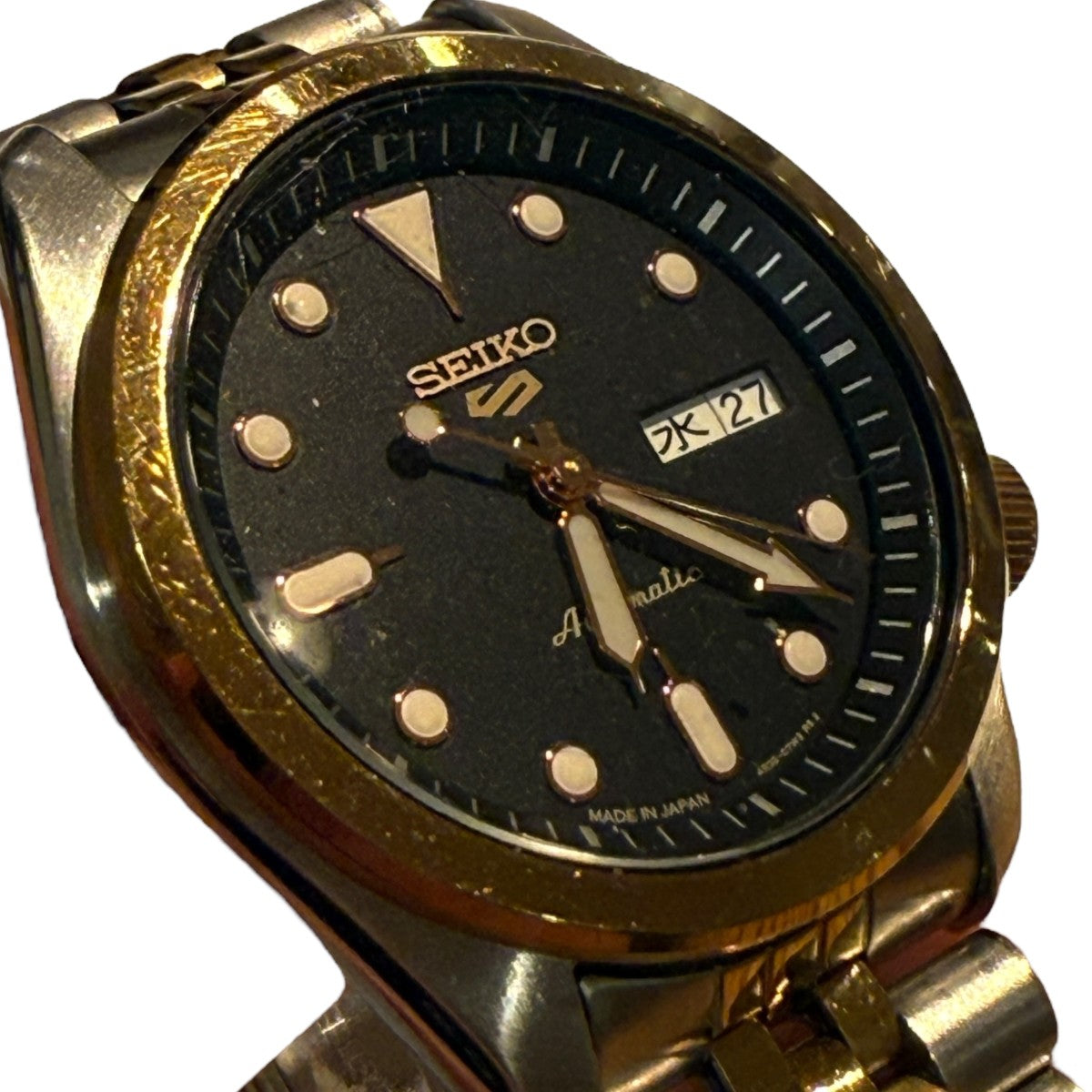SEIKO 5スポーツ　（本体、裏蓋、ベルト、バックルに傷無し　新品同様） Seiko 5 Sports 純正 腕時計ベルト 7S26-0480 SNXS77用 19mm
