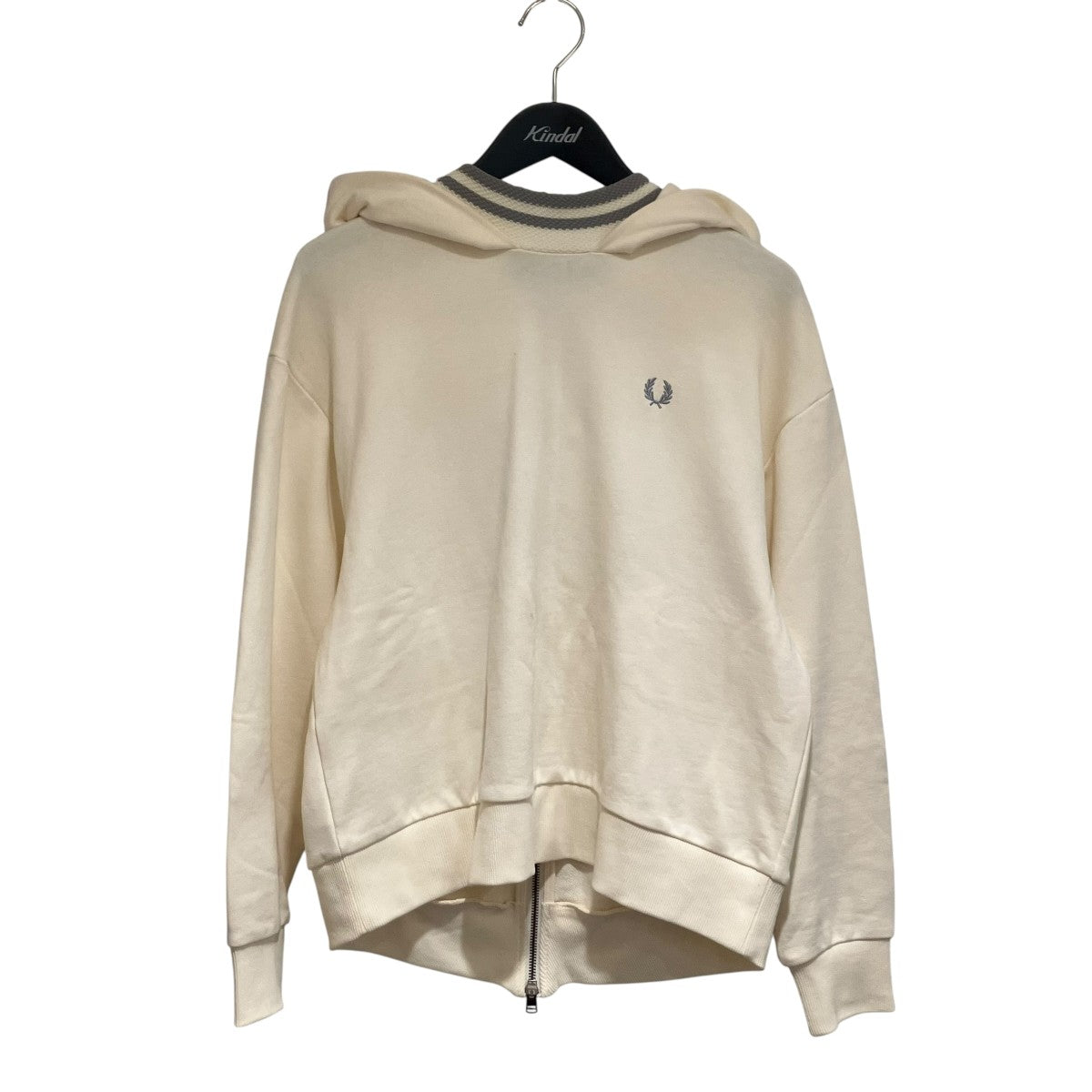 フレッドペリー FRED PERRY Knitted Trim Hooded Sweatshirt パーカー G6122 アイボリー サイズ：UK10 FRED PERRY(フレッドペリー) Knitted Trim Hooded Sweatshirt
