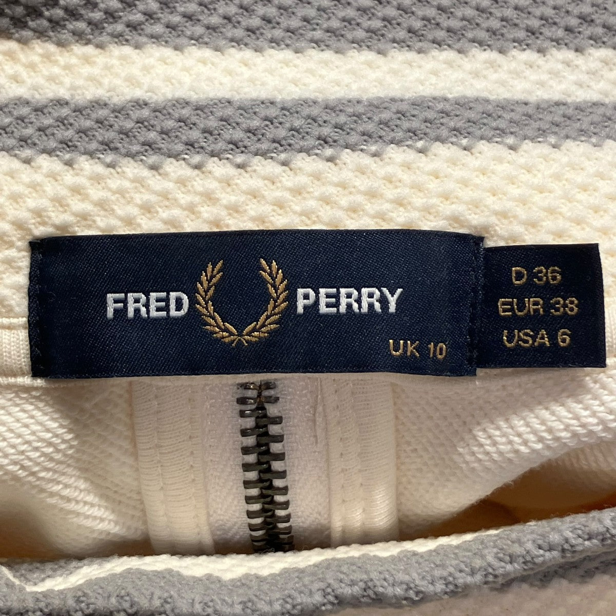 フレッドペリー FRED PERRY Knitted Trim Hooded Sweatshirt パーカー G6122 アイボリー サイズ：UK10 FRED PERRY(フレッドペリー) Knitted Trim Hooded Sweatshirt