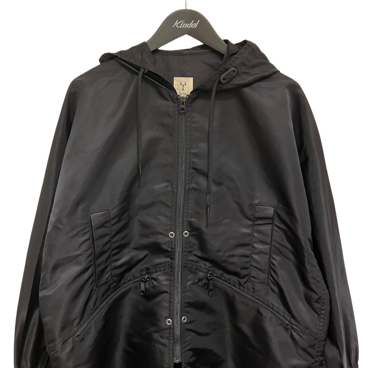 美品 SCYE ナイロン高密度ツイル アジャスタブルレングスパーカ ブラックM Scye ナイロン高密度ツイル アジャスタブルレングスパーカ