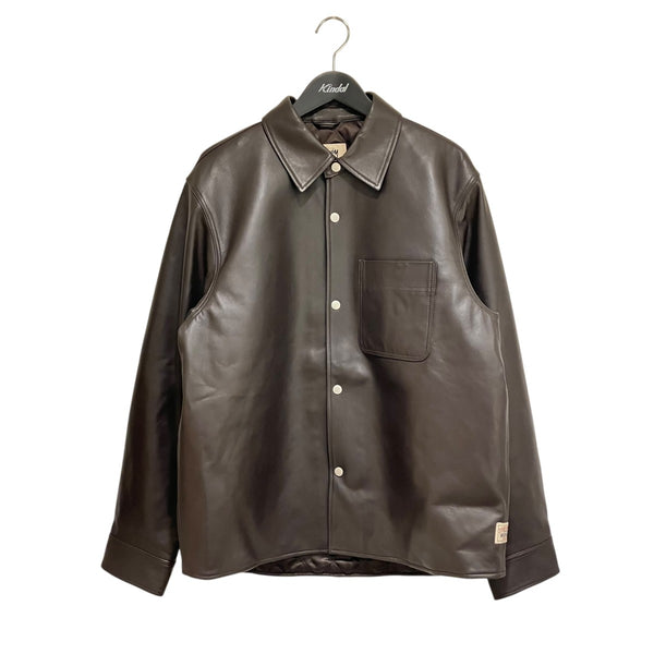 24ss Stussy ブラウンレザー風ジャケット stussy(ステューシー) 24SSBoxy Leather Overshirt 'Espresso'レザー