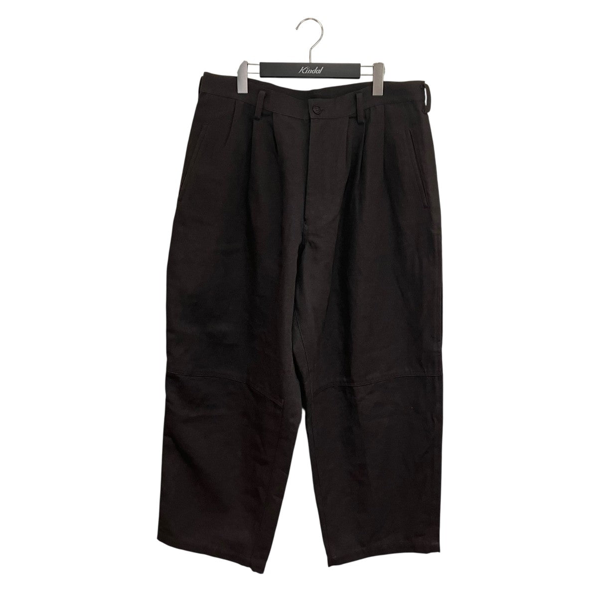 24SSCOTTON FLAX WOOL OXFORD SIDE ACTION PLEATS PANTSワイドパンツMS-P14-026