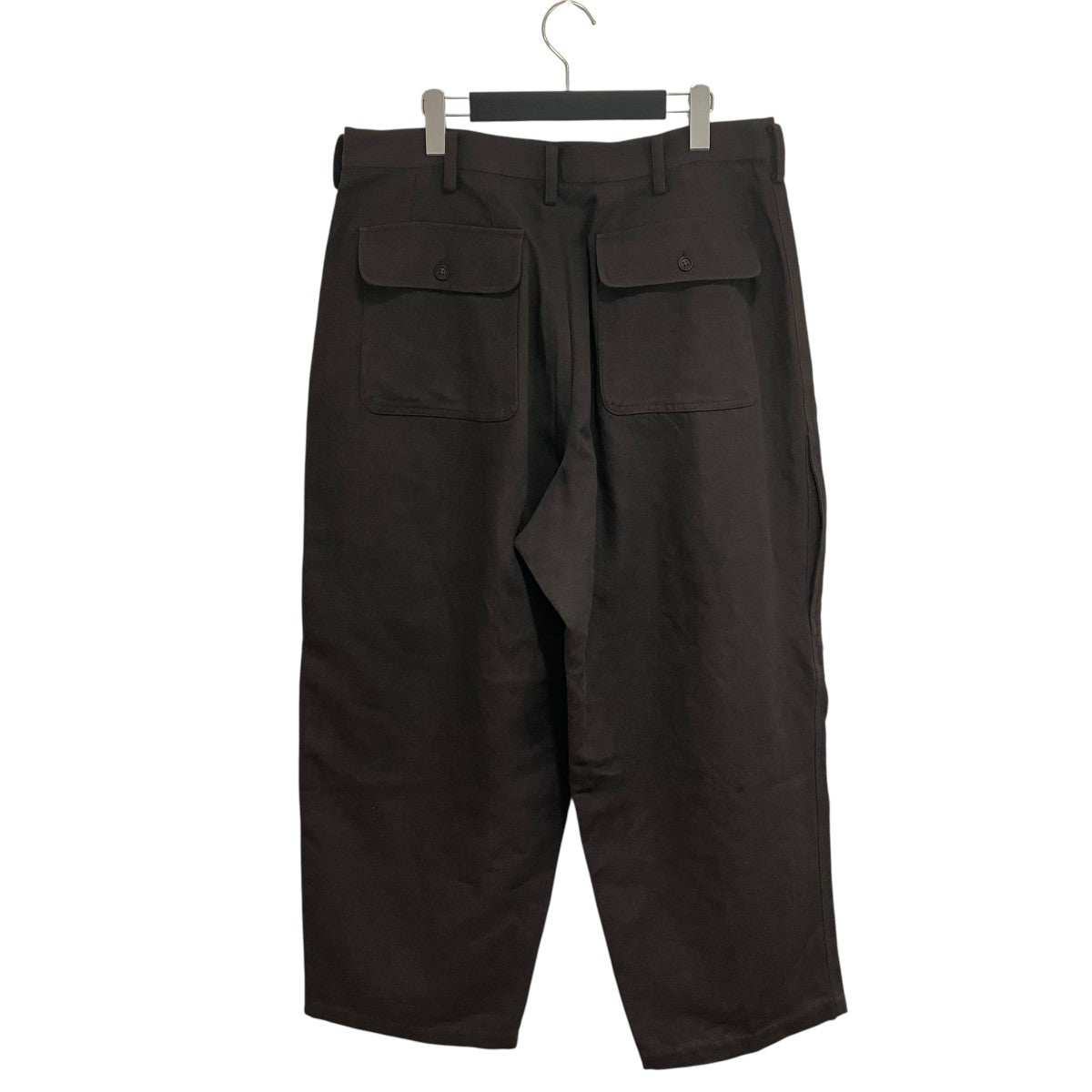 24SSCOTTON FLAX WOOL OXFORD SIDE ACTION PLEATS PANTSワイドパンツMS-P14-026