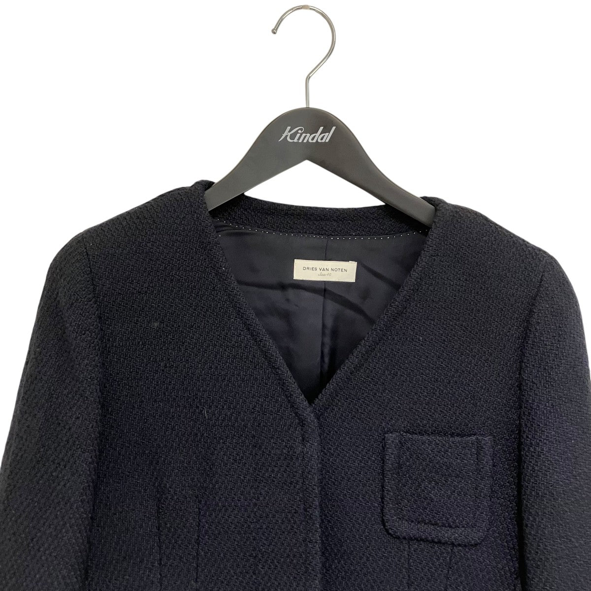 大幅値下げ！！ドリスヴァンノッテン　ジャケット　ネイビー　36サイズ DRIES VAN NOTEN(ドリスヴァンノッテン) ノーカラージャケット