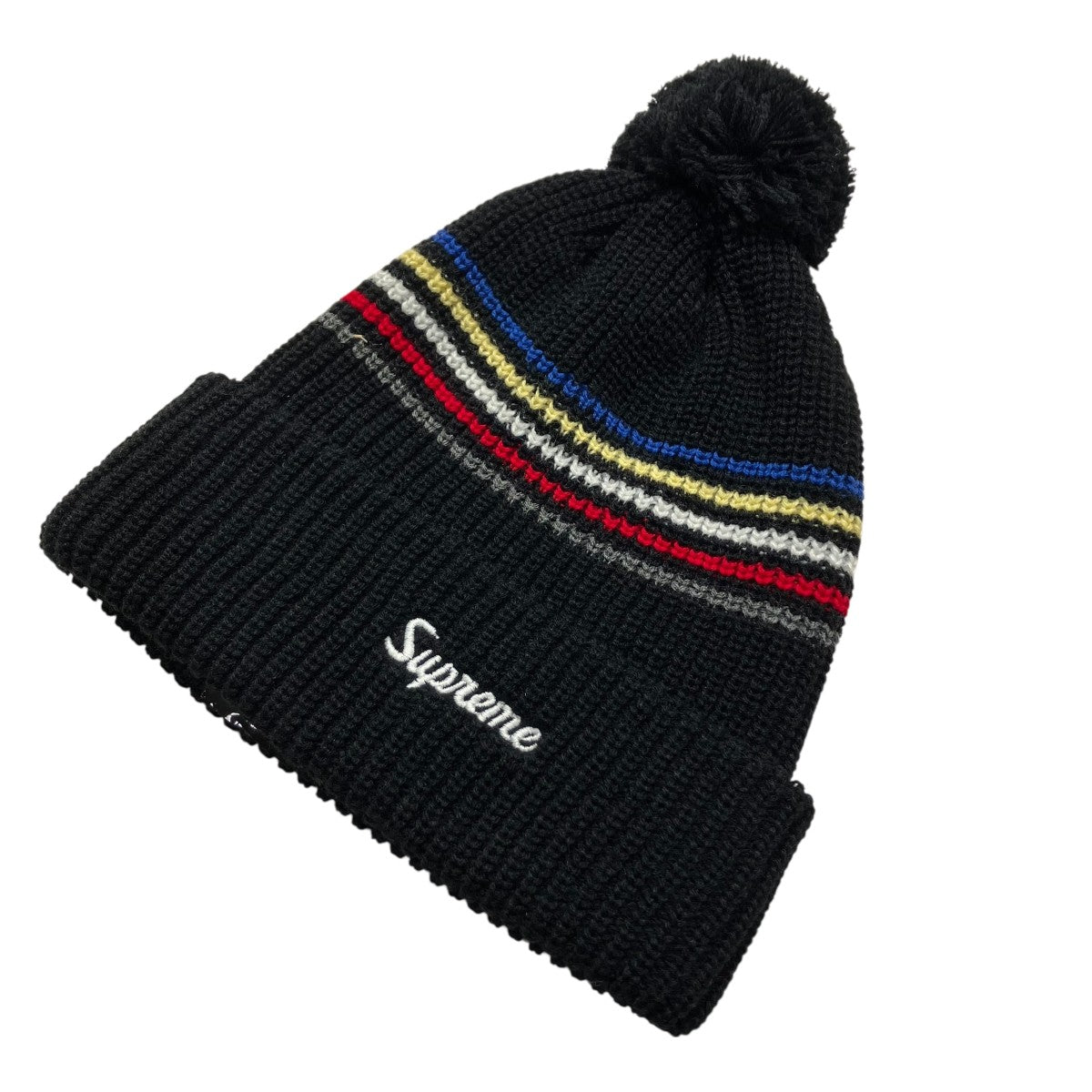 Supreme(シュプリーム) loose gauge stripe beanieニット帽 ブラック