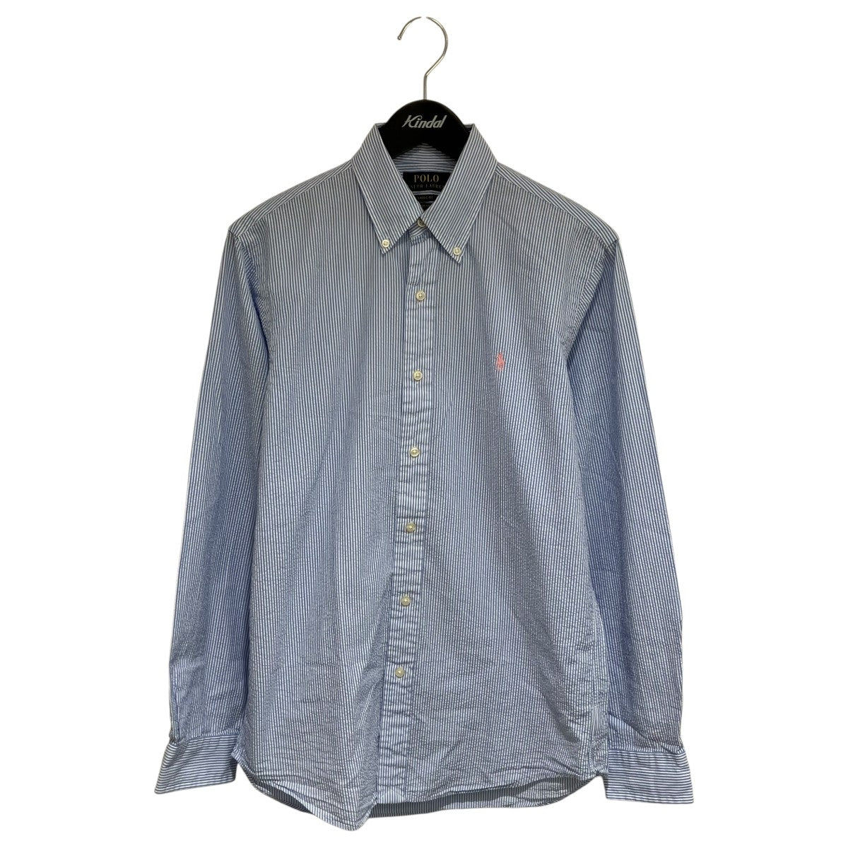美品　現行　Ralph Lauren ストライプ　シアサッカー　ブルー　L POLO RALPH LAUREN(ポロラルフローレン) ストライプシアサッカーシャツ