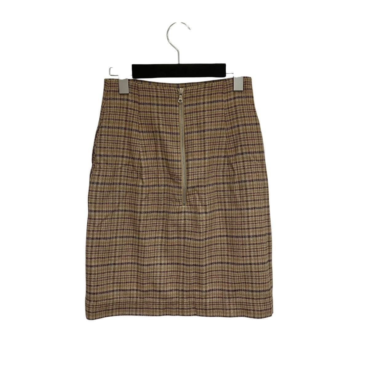 AURALEE SILK SUMMER TWEED SLIT SKIRTチェックスカートA8SS08TW 古着・中古-2枚目のアイテム画像