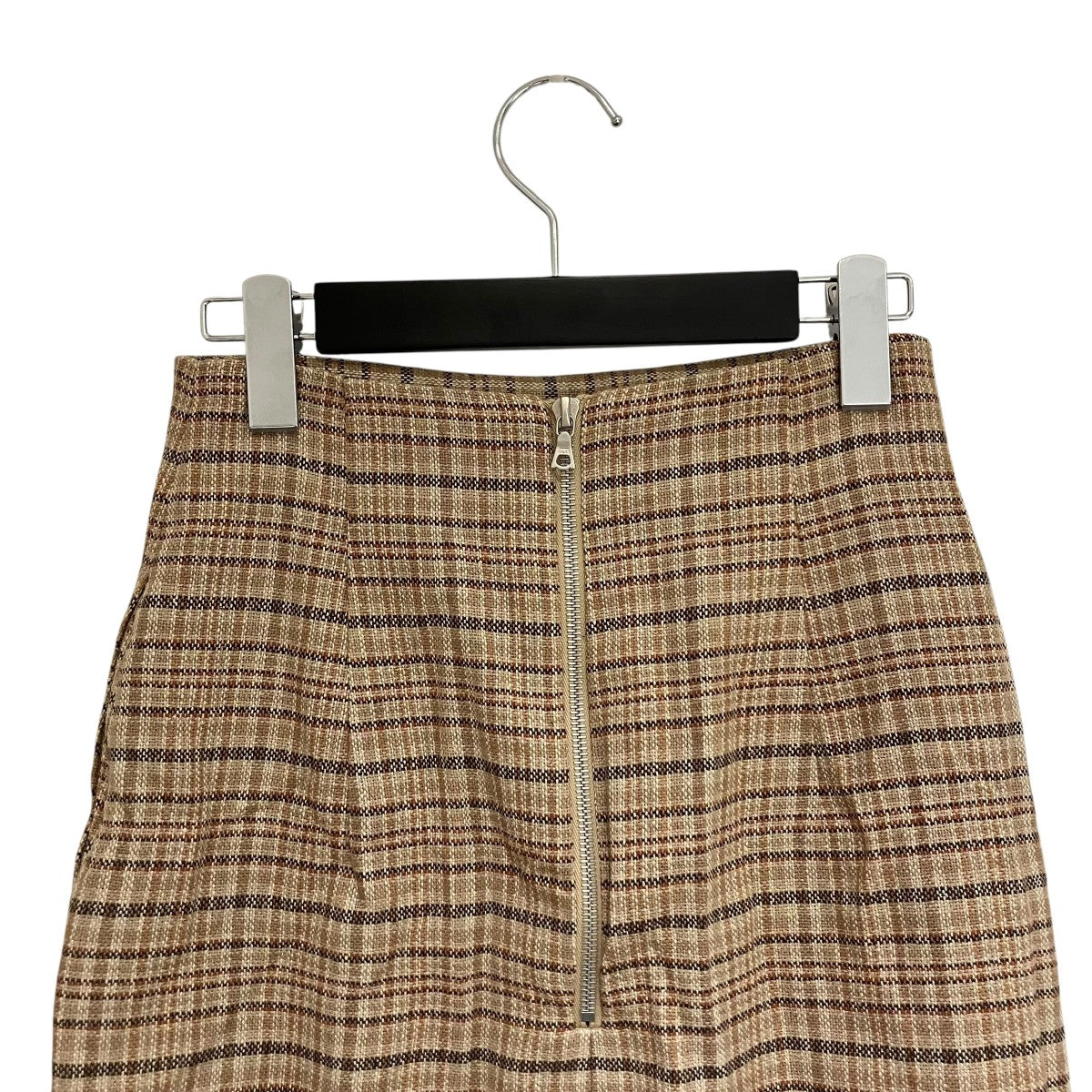 AURALEE SILK SUMMER TWEED SLIT SKIRTチェックスカートA8SS08TW 古着・中古-4枚目のアイテム画像