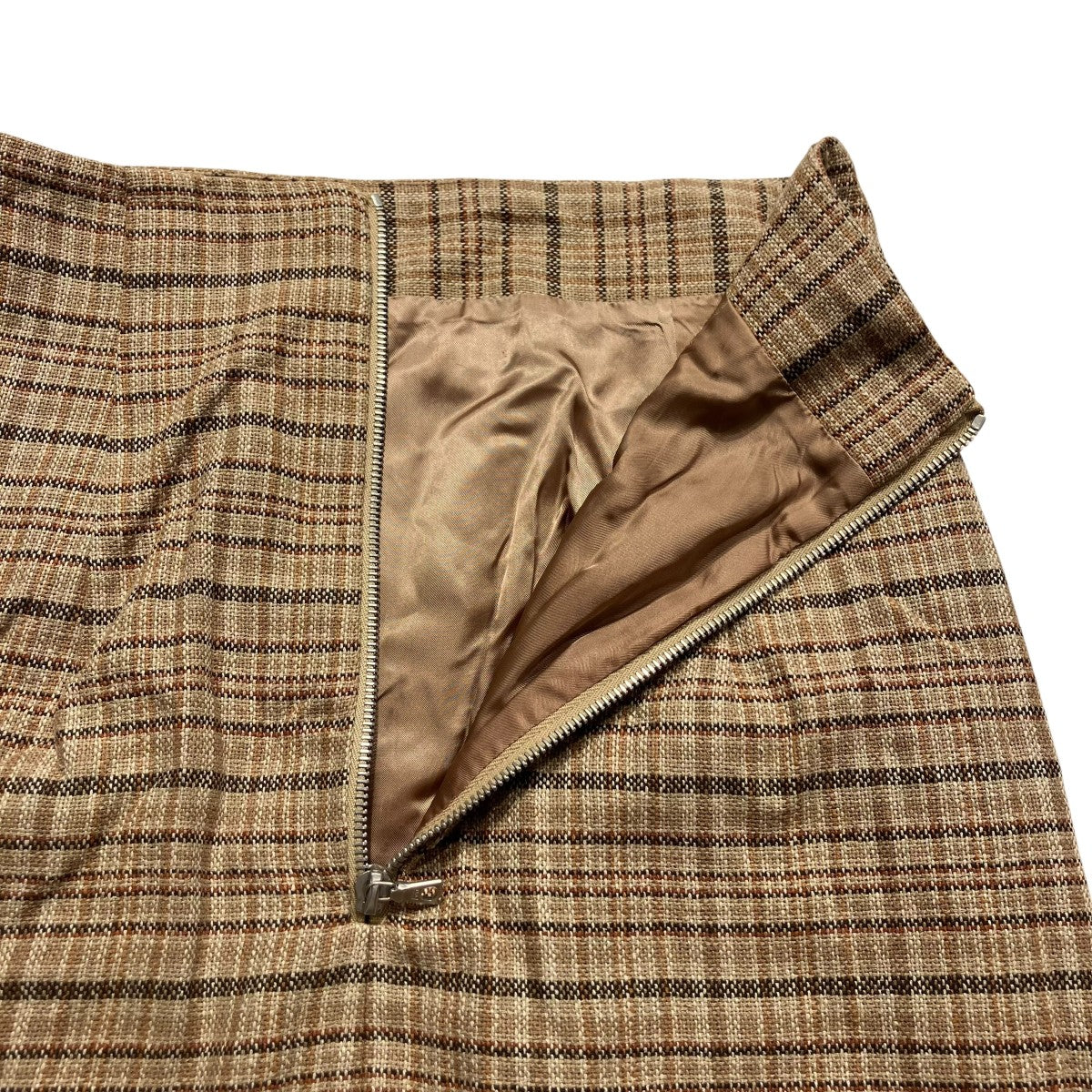 AURALEE SILK SUMMER TWEED SLIT SKIRTチェックスカートA8SS08TW 古着・中古-5枚目のアイテム画像