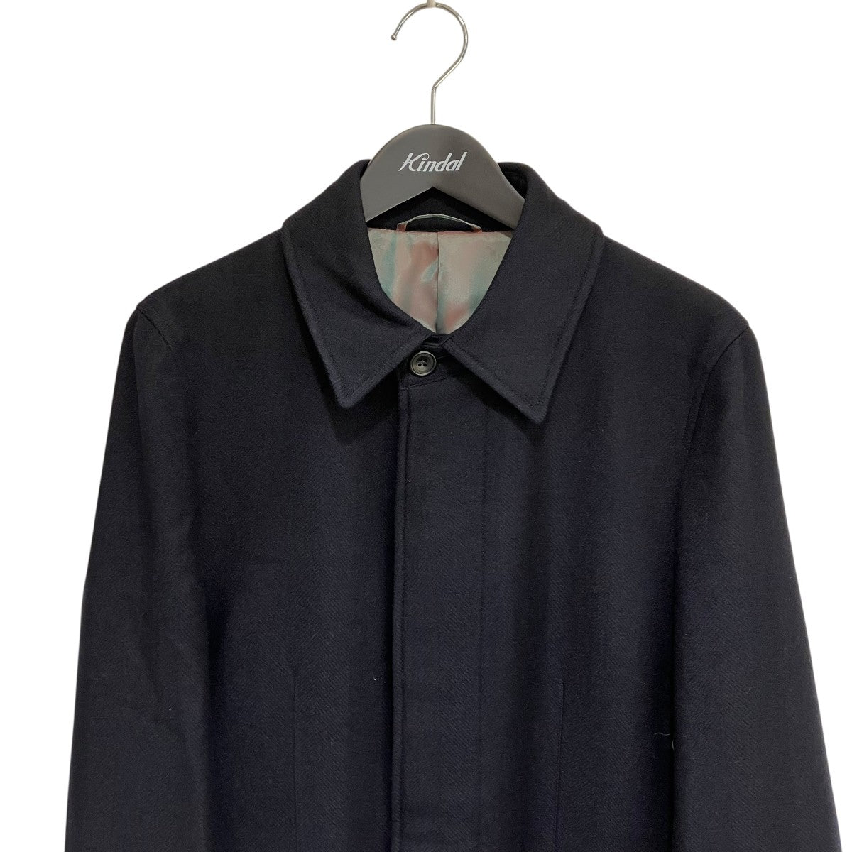 (L)イタリア LORO PIANAウール ネイビーヘリンボーン柄 ステンカラー L)イタリア LORO PIANAウール ネイビーヘリンボーン柄 ステンカラー