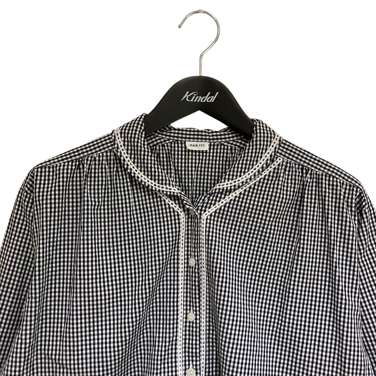 PAR ICI VINTAGE DOUBLE STAND SHIRTチェックブラウス50-01-BL-012-24-2 古着・中古-3枚目のアイテム画像