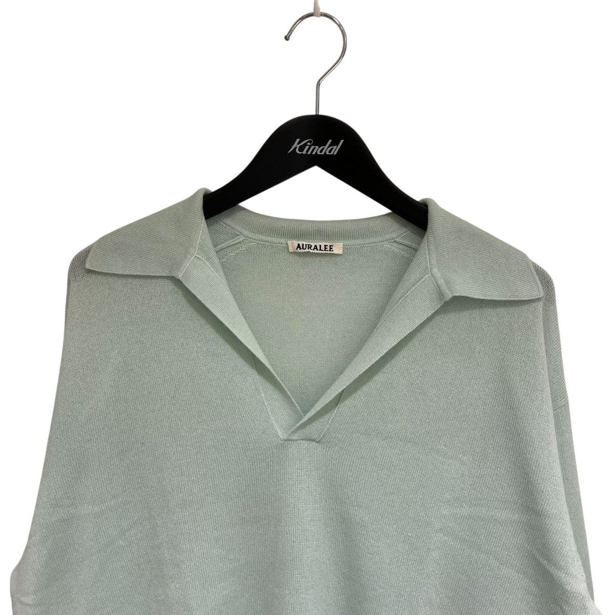 25SS SUPER FINE CASHMERE SILK KNIT SKIPPER POLO #WHITE GREEN ニットポロシャツ A25SP02SC