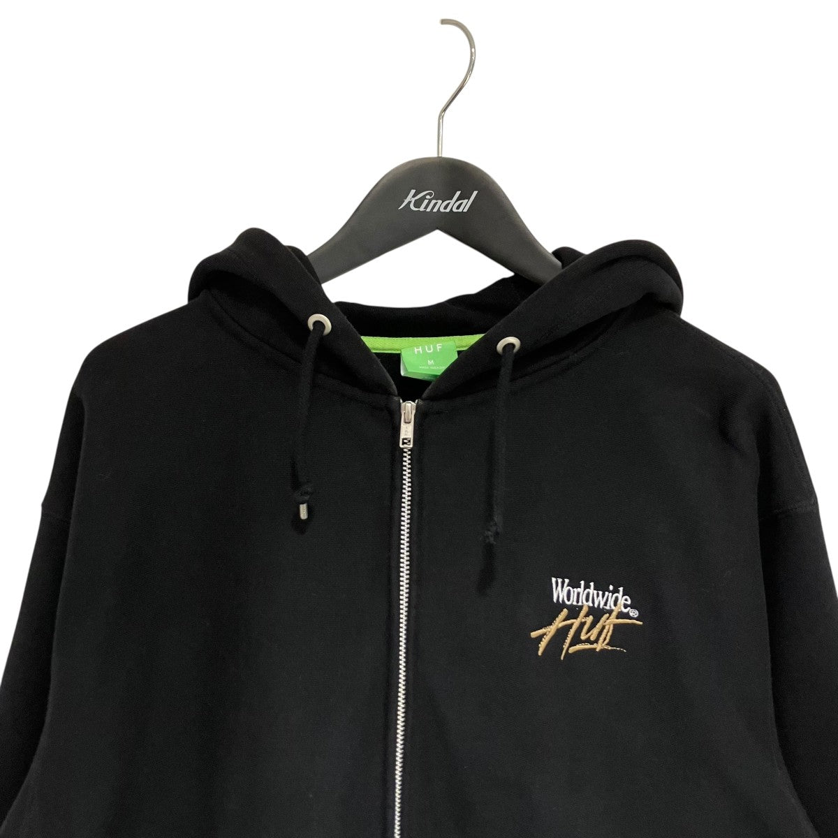 HUF / ジップパーカー/M/コットン/BLK HUF(ハフ) HUF OS FULL ZIP HOODIE worldwideジップパーカー ブラック