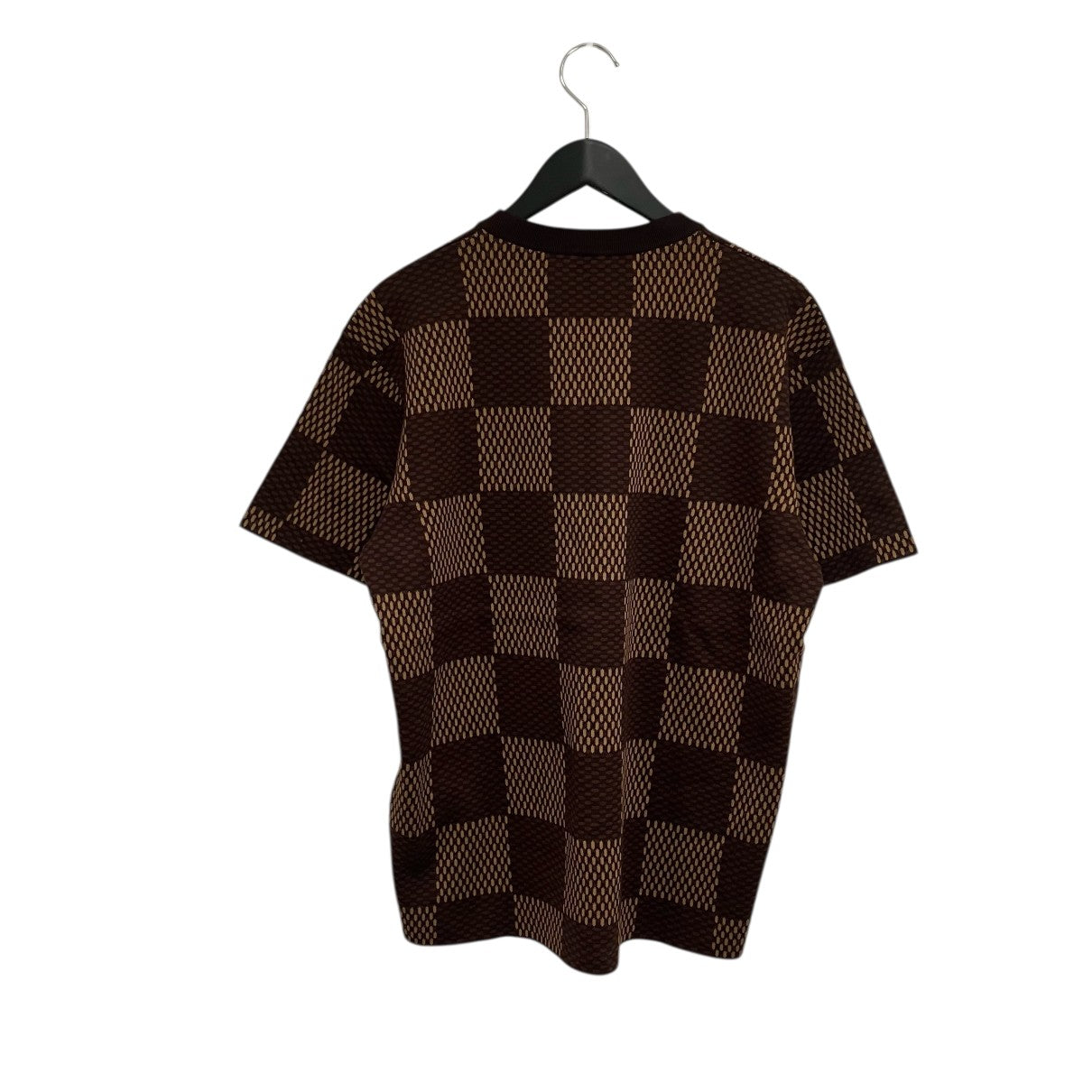 LOUIS VUITTON 24SSショート スリーブコットン ダミエ クルーネック ウィズストラス LVパッチロゴTシャツRM241 AUR HQN63W 古着・中古-2枚目のアイテム画像