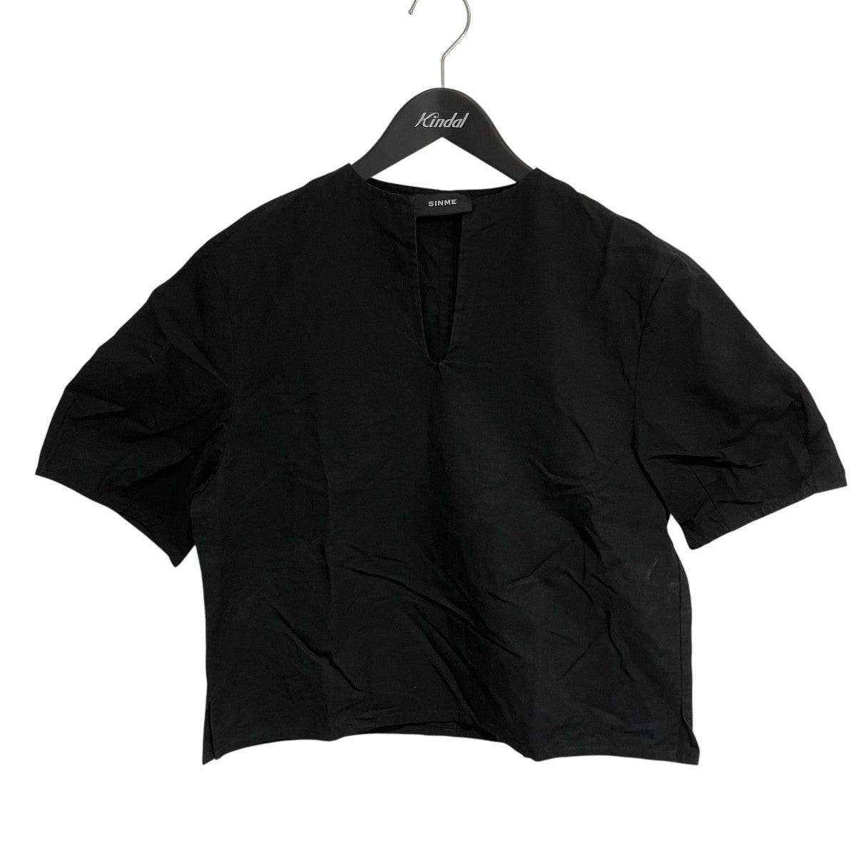 SINME コットンリネン Uネックトップス半袖ブラウスS23SS-11 古着・中古-1枚目のアイテム画像
