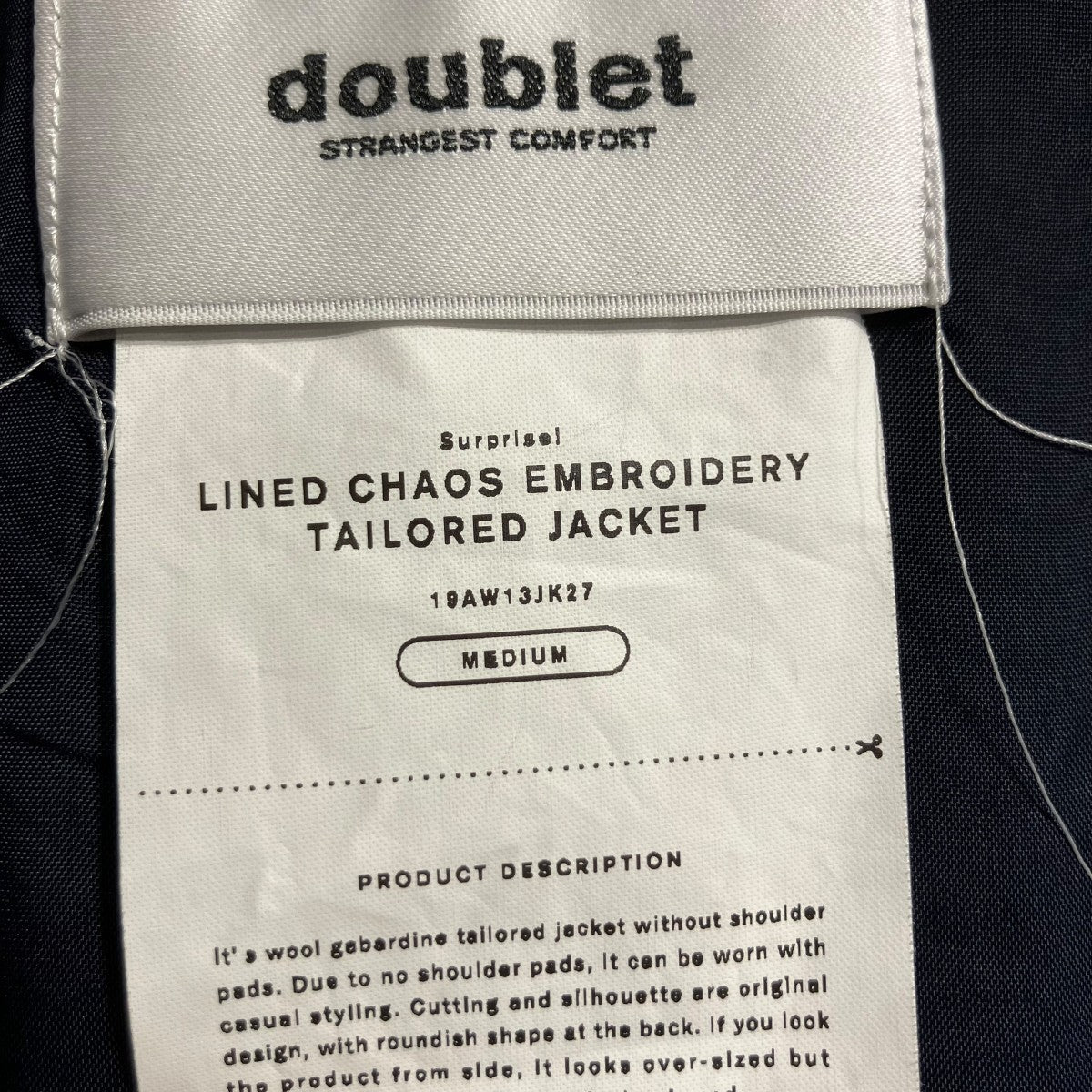 doublet(ダブレット) LINED CHAOS EMBROIDERY TAILORED JKTテーラード