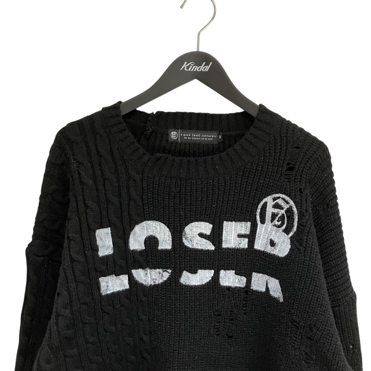 A GOOD BAD INFLUENCE Loser Logo knit sweaterセーター 古着・中古-3枚目のアイテム画像