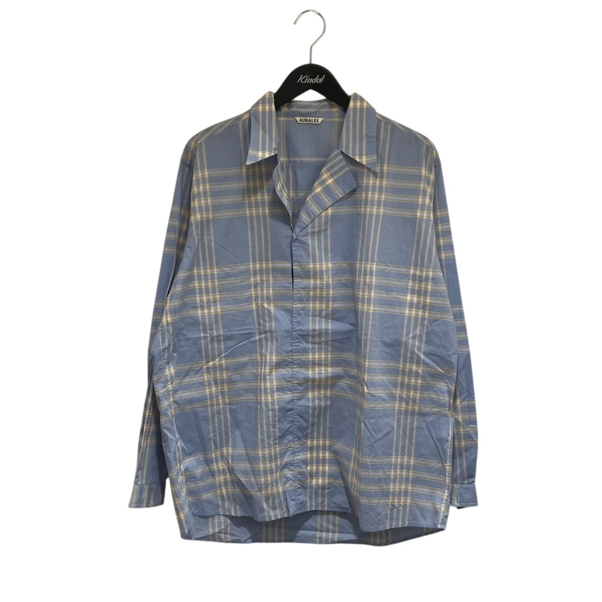 AURALEE WASHED FINX TYPEWRITER CHECK P O SHIRT長袖シャツA25SS02TC 古着・中古-1枚目のアイテム画像
