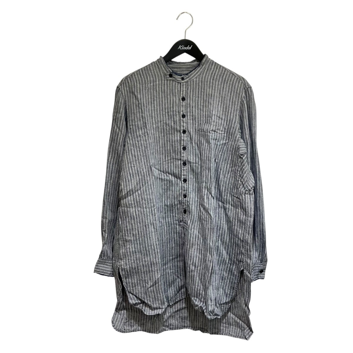 STRIPED HERRINGBONE LINEN SHIRT   GARMENT WASHED長袖シャツ