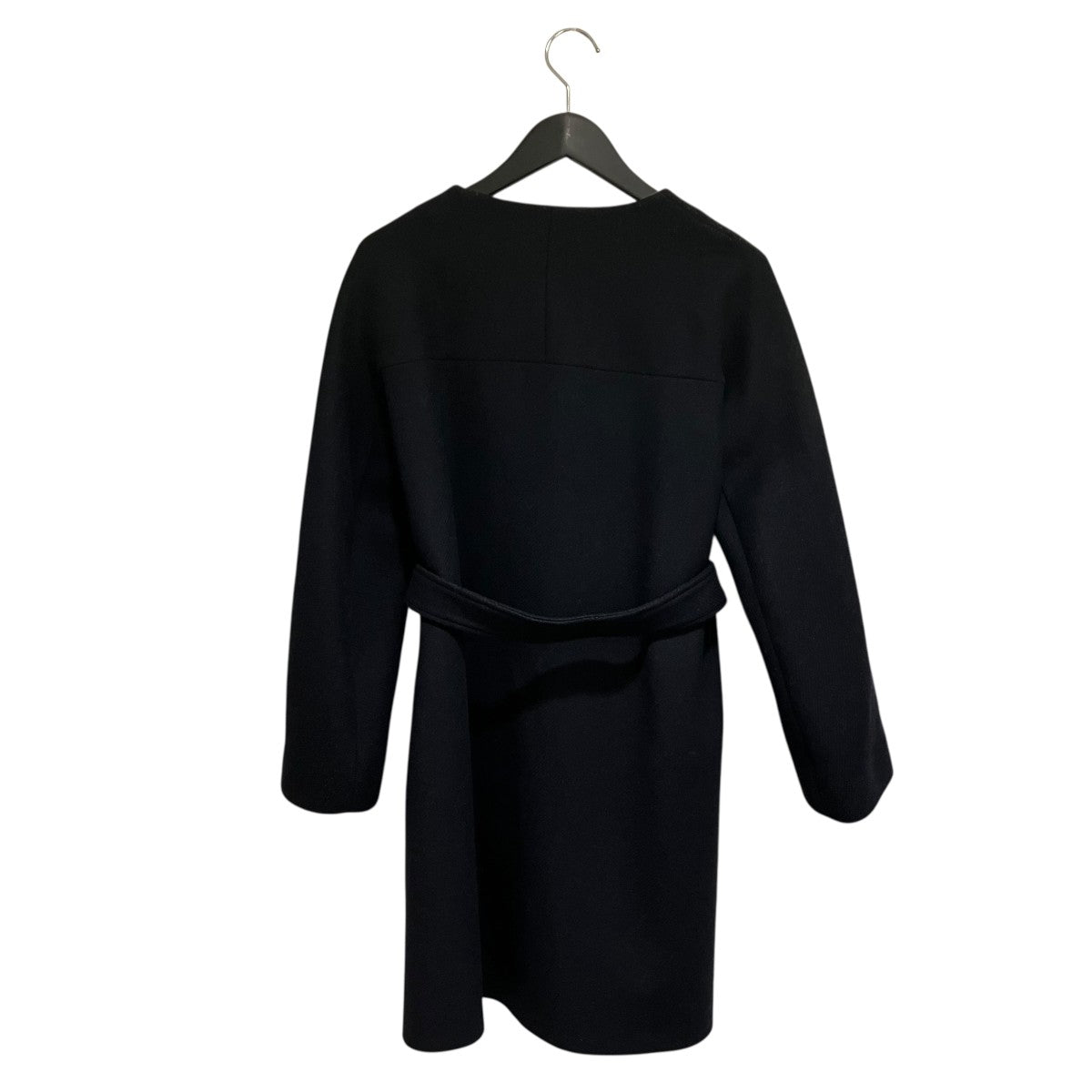 美品 ジルサンダー ウールシルク ノーカラー ダブルコート ネイビー JIL SANDER NAVY(ジルサンダーネイビー) ノーカラーコート