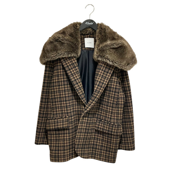 CLANE(クラネ) FUR CAPE CHECK TAILORED JACKETテーラードジャケット